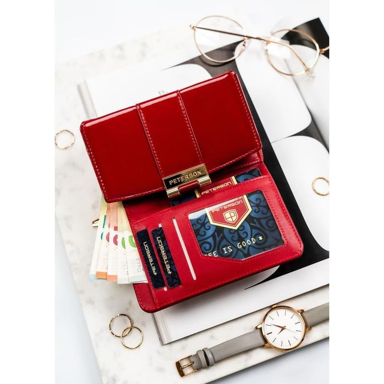 Portfel, bordowy, skóra ekologiczna, Peterson