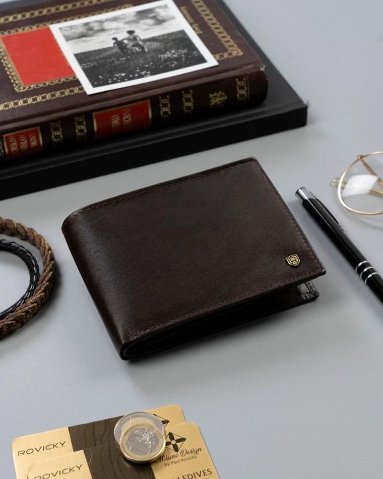Portfel, brązowy, RFID, Rovicky