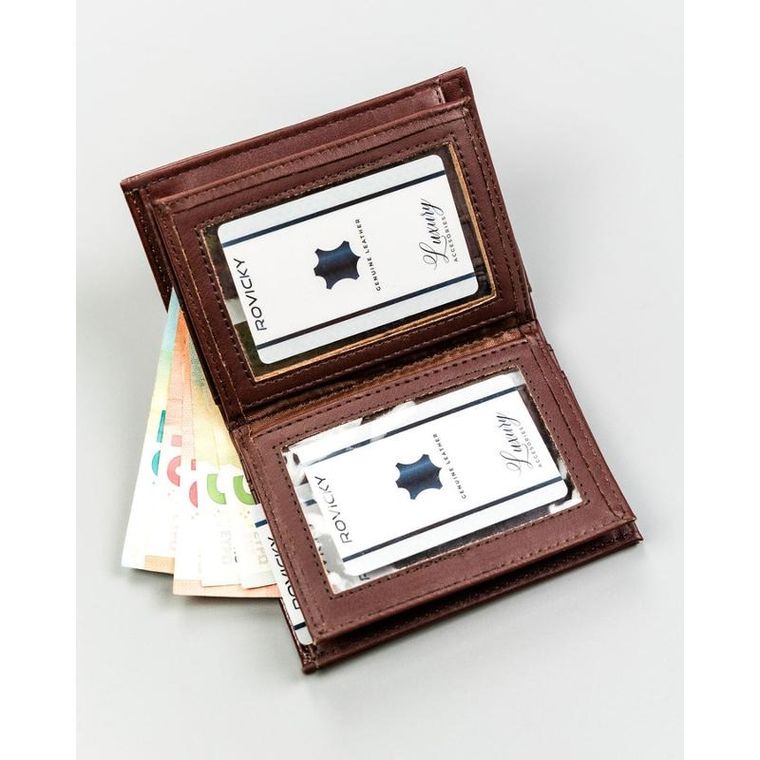 Portfel, brązowy, skóra ekologiczna, 4U Cavaldi