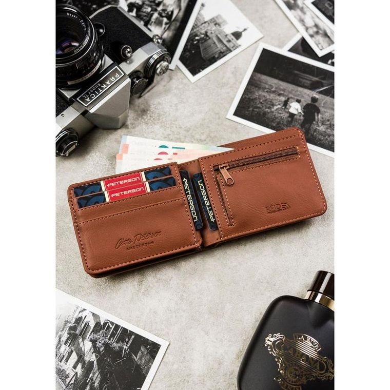Portfel, brązowy, skóra ekologiczna, Peterson