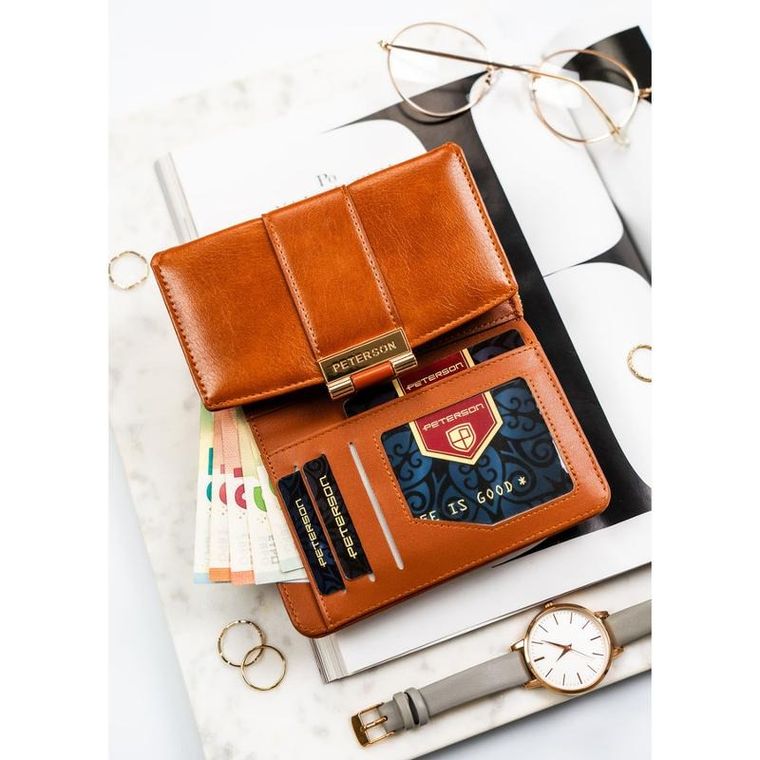 Portfel, brązowy, skóra ekologiczna, Peterson