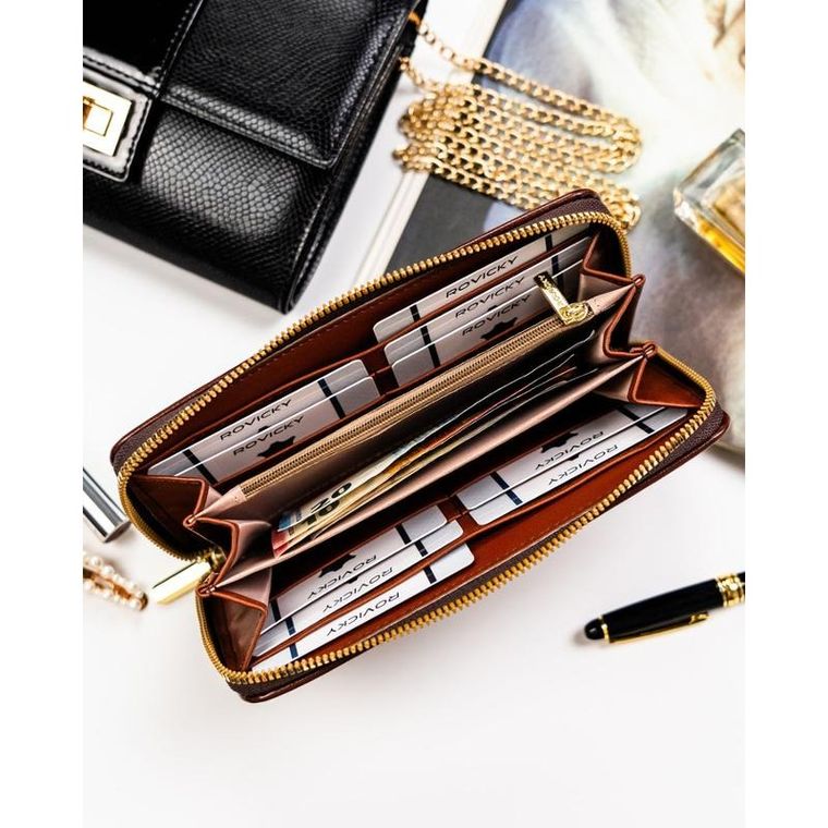 Portfel, brązowy, skóra ekologiczna, Rovicky