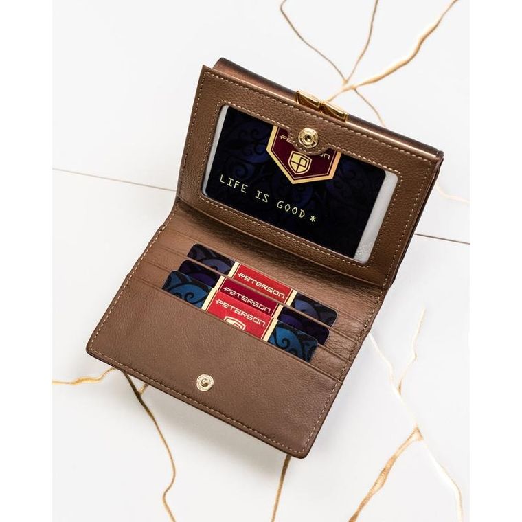 Portfel, brązowy, skóra naturalna i ekologiczna, Peterson