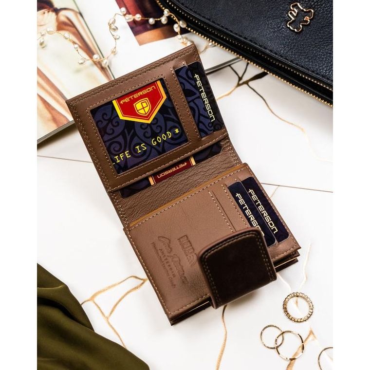 Portfel, brązowy, skóra naturalna i ekologiczna, Peterson