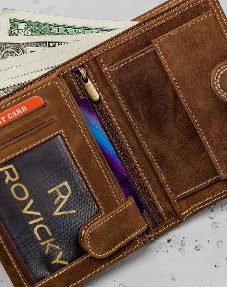 Portfel, brązowy, skórzany, Always Wild