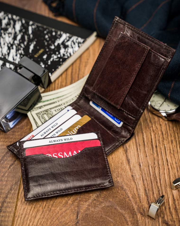 Portfel, brązowy, skórzany, Always Wild