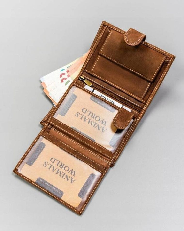 Portfel, brązowy, skórzany, Always Wild