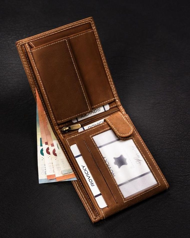 Portfel, brązowy, skórzany, Always Wild