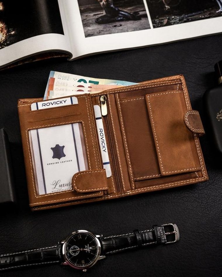 Portfel, brązowy, skórzany, Always Wild