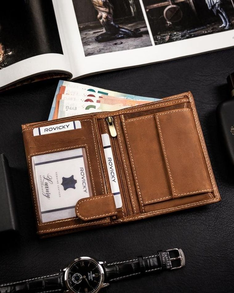 Portfel, brązowy, skórzany, Always Wild