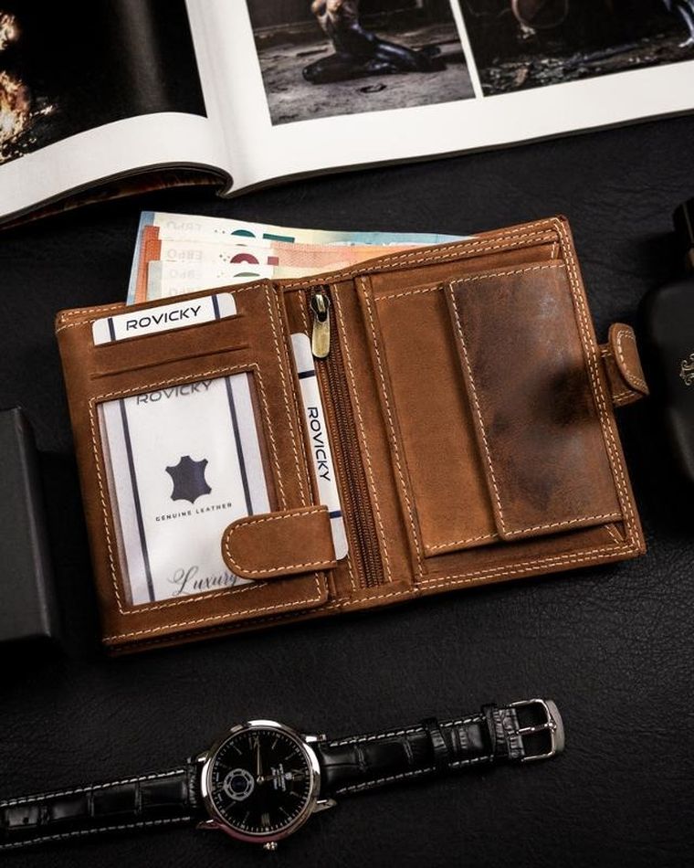 Portfel, brązowy, skórzany, Always Wild