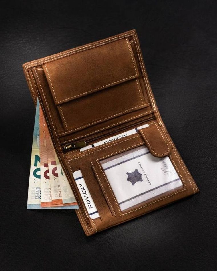 Portfel, brązowy, skórzany, Always Wild