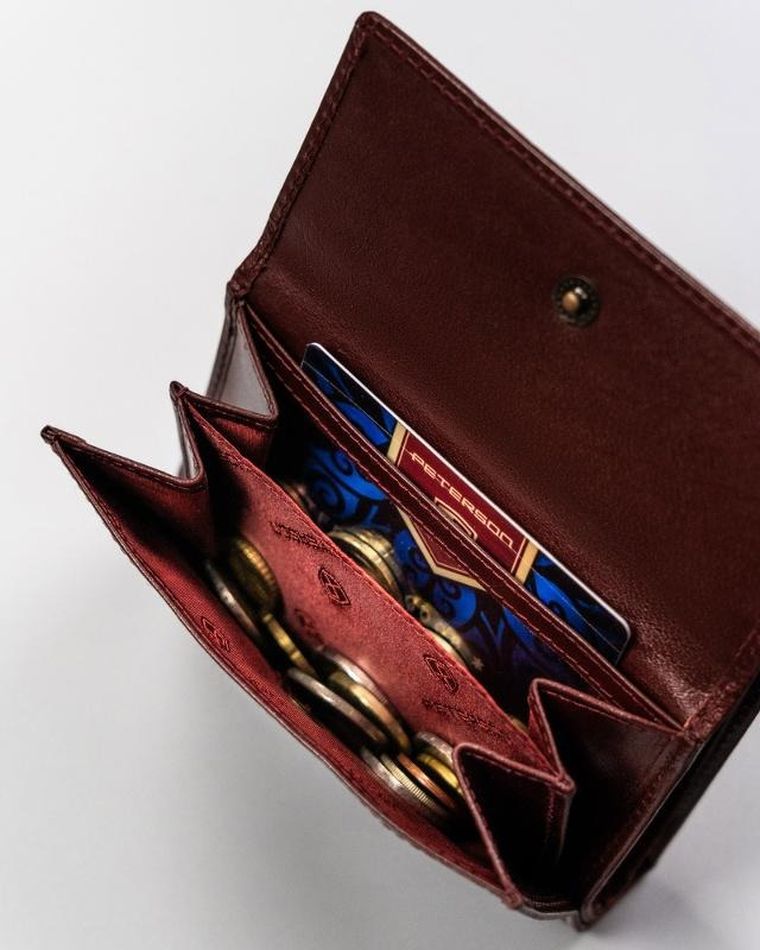 Portfel, brązowy, skórzany, Peterson