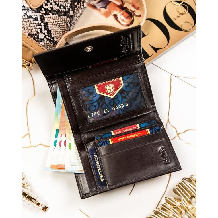Portfel, brązowy, skórzany, Peterson