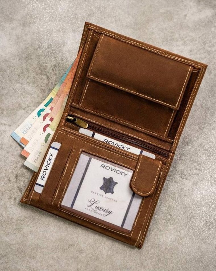 Portfel, brązowy, skórzany, RFID, Always Wild