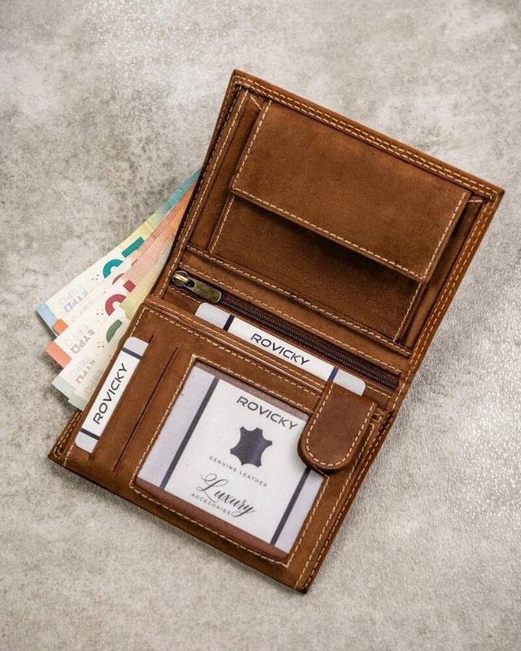 Portfel, brązowy, skórzany, RFID, Always Wild