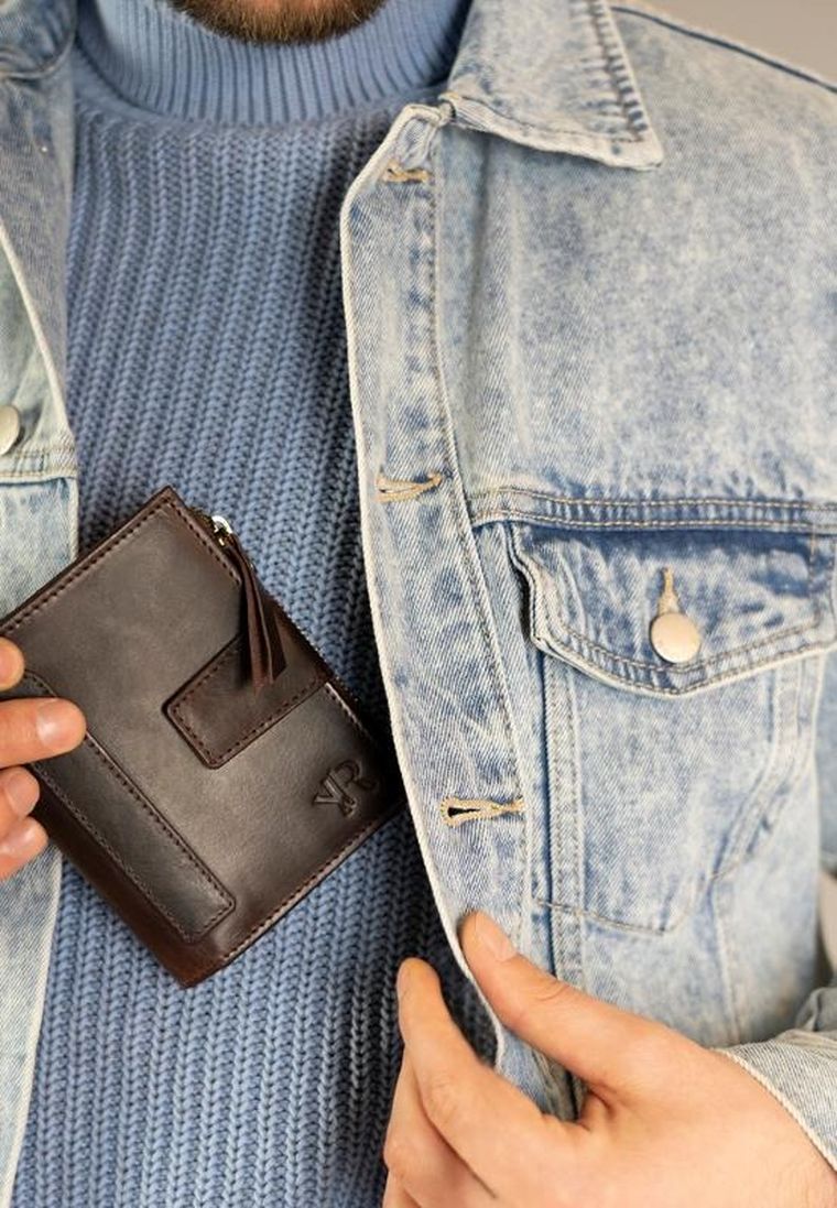 Portfel, brązowy, skórzany, RFID, Rovicky