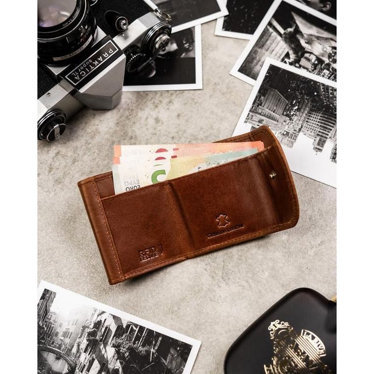 Portfel, brązowy, skórzany, Rovicky