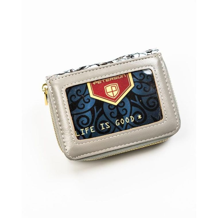 Portfel, czarno-biały, skórzany, Peterson