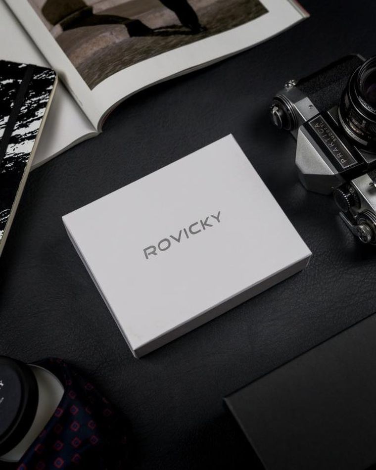 Portfel, czarno-czerwony, Skórzany, RFID, Rovicky