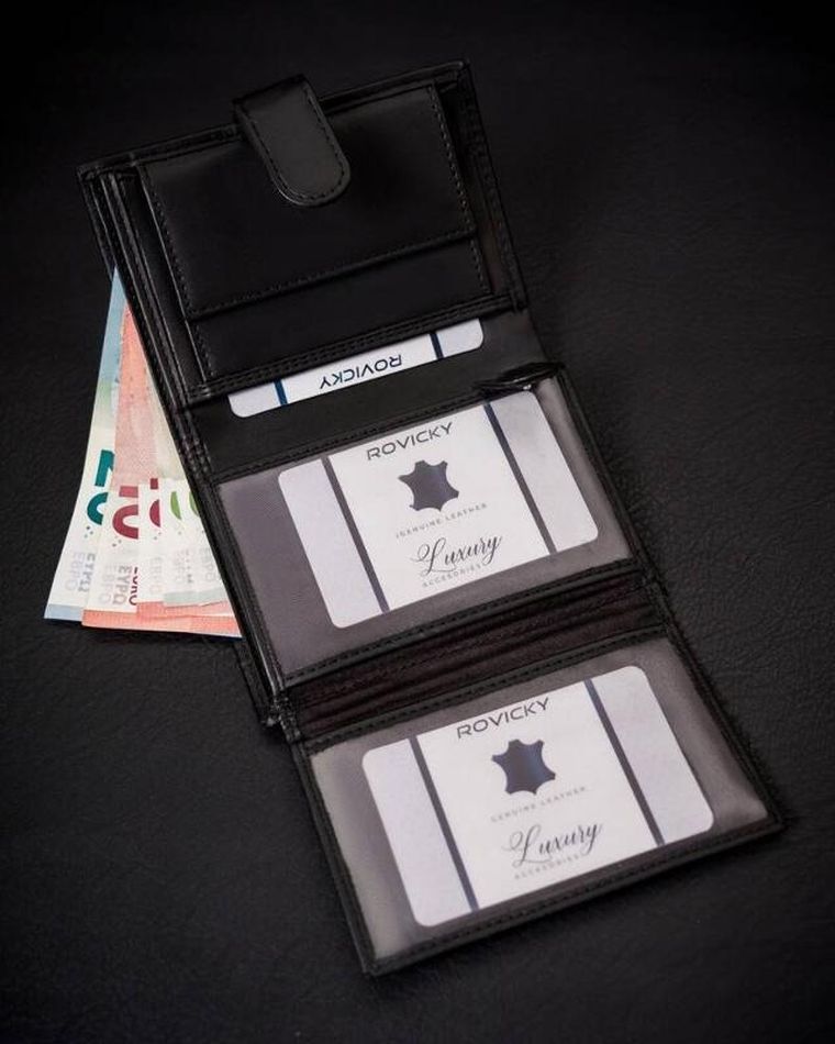 Portfel, czarny, skóra ekologiczna, 4U Cavaldi