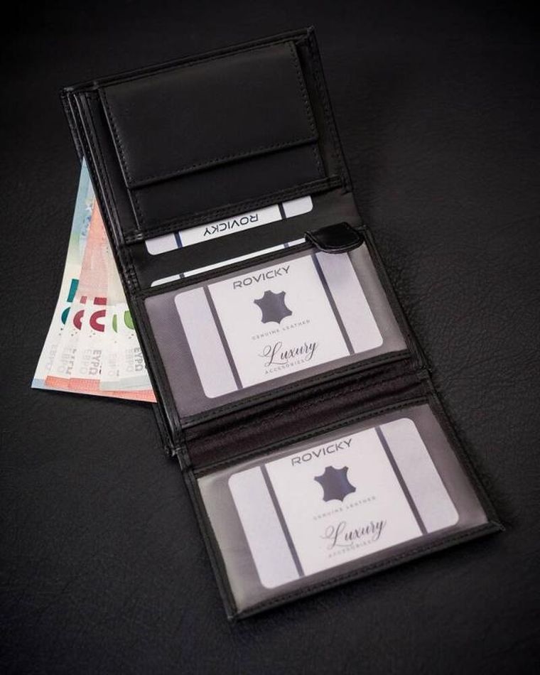 Portfel, czarny, skóra ekologiczna, 4U Cavaldi