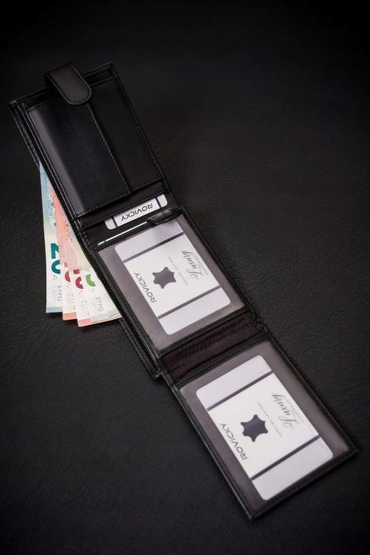 Portfel, czarny, skóra ekologiczna, 4U Cavaldi