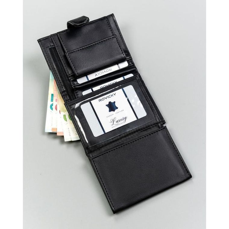 Portfel, czarny, skóra ekologiczna, 4U Cavaldi