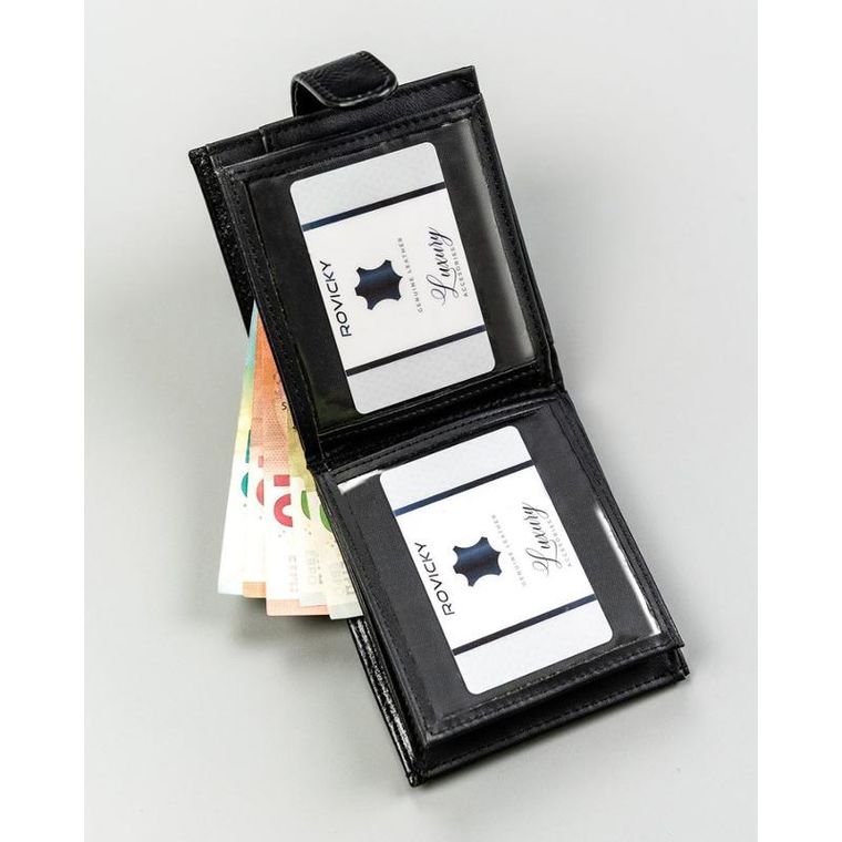 Portfel, czarny, skóra ekologiczna, 4U Cavaldi