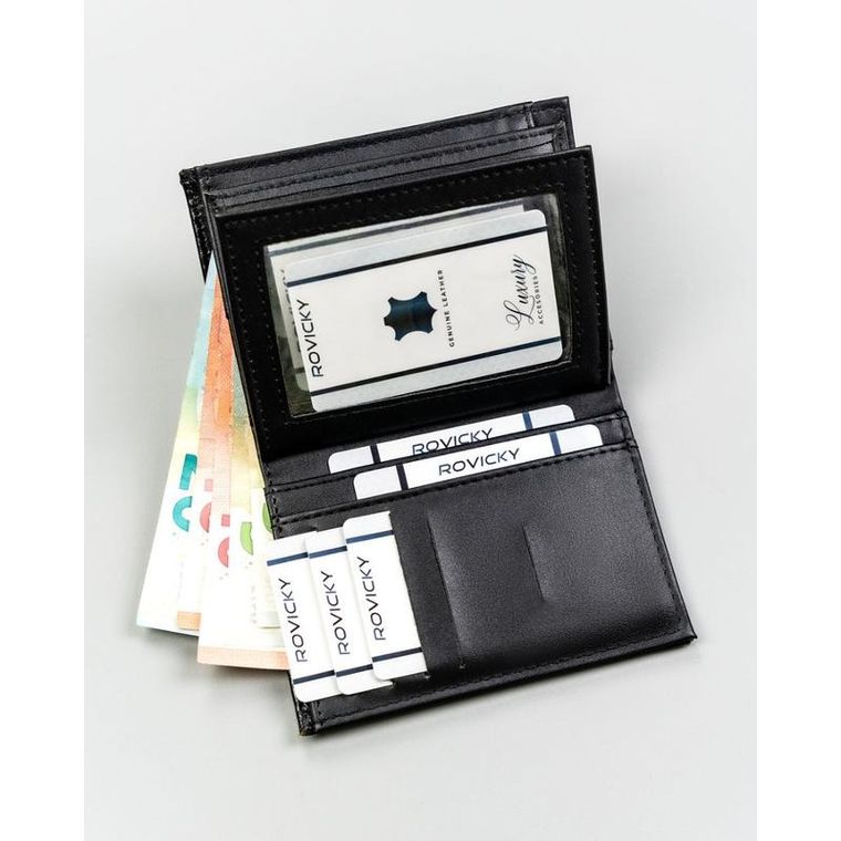 Portfel, czarny, skóra ekologiczna, 4U Cavaldi