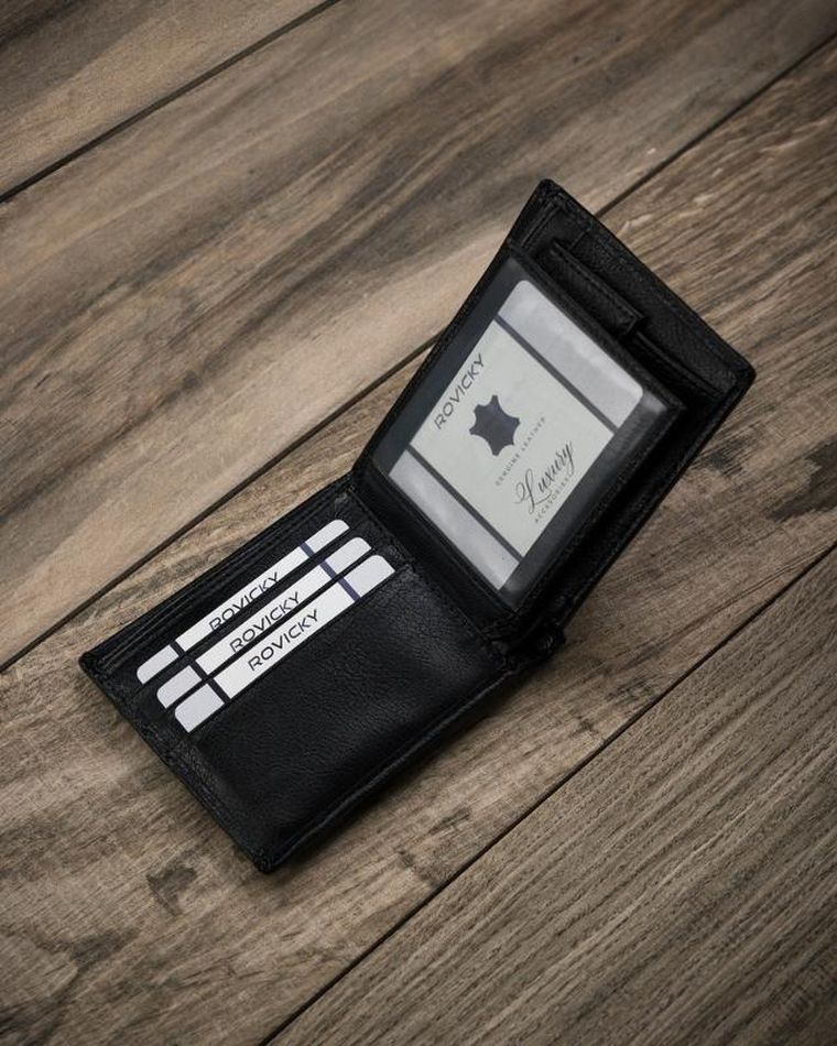 Portfel, czarny, skóra ekologiczna, Cavaldi