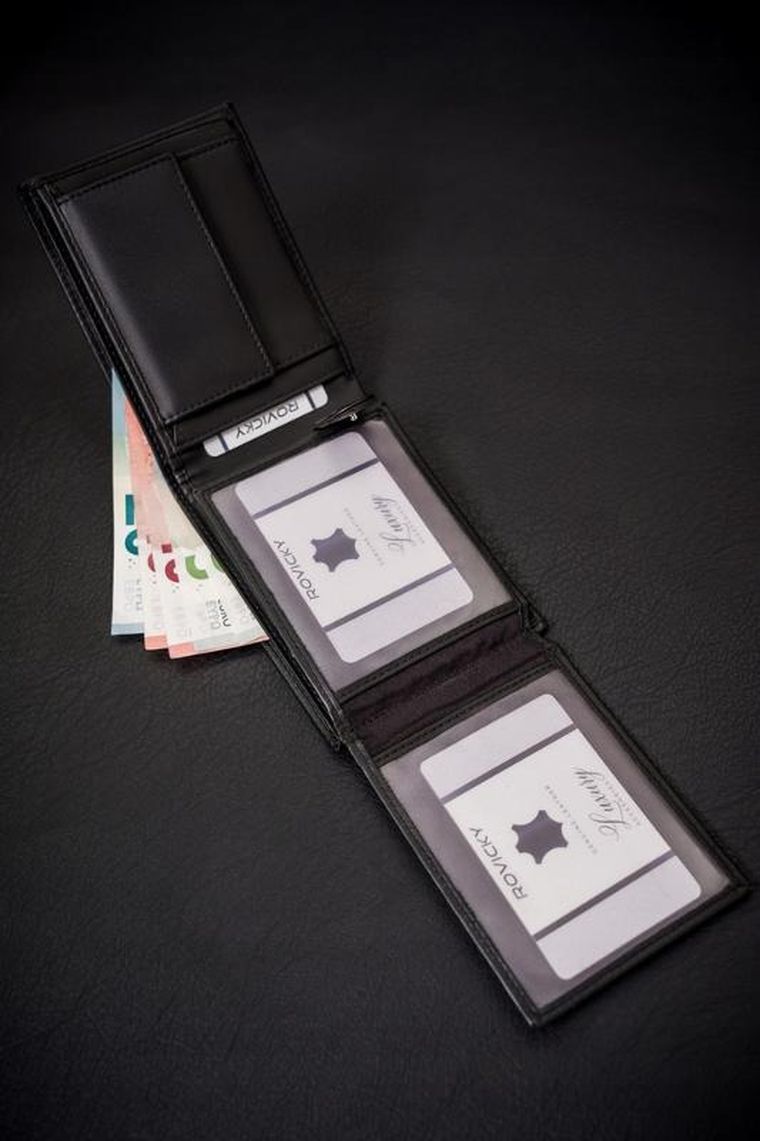 Portfel, czarny, skóra ekologiczna, Cavaldi