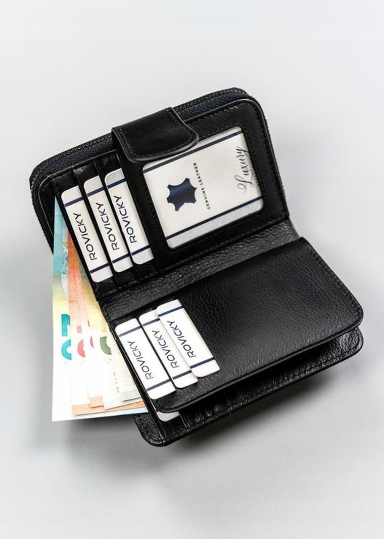 Portfel, czarny, skóra ekologiczna, Cavaldi