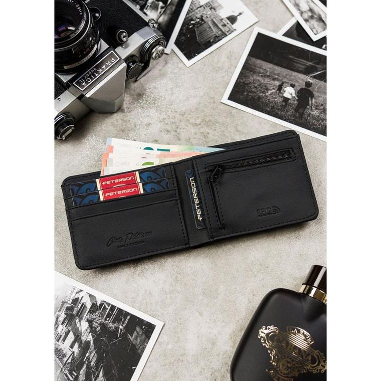 Portfel, czarny, skóra ekologiczna, Peterson