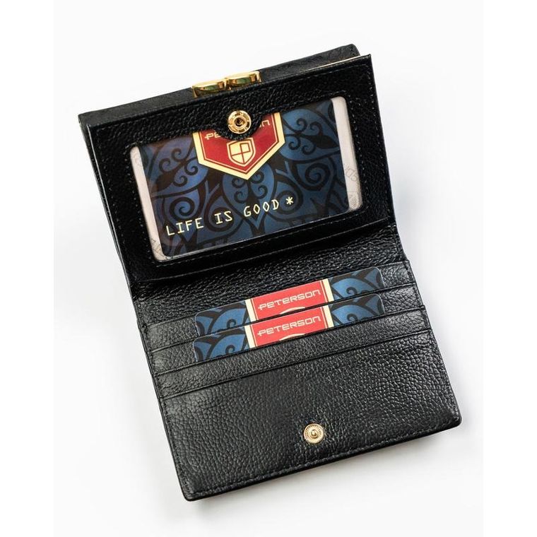 Portfel, czarny, skóra ekologiczna, Peterson