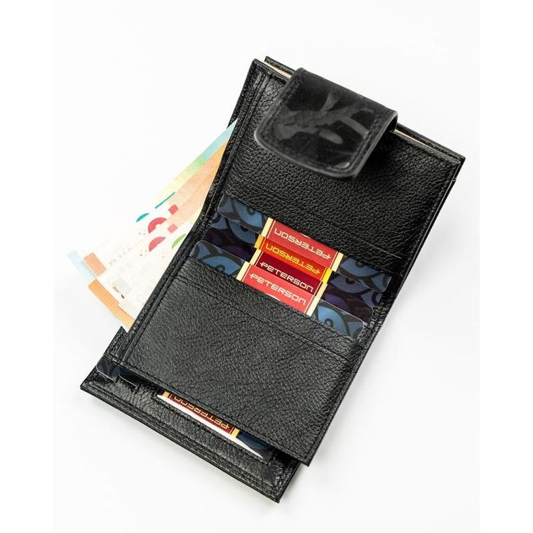 Portfel, czarny, skóra ekologiczna, Peterson