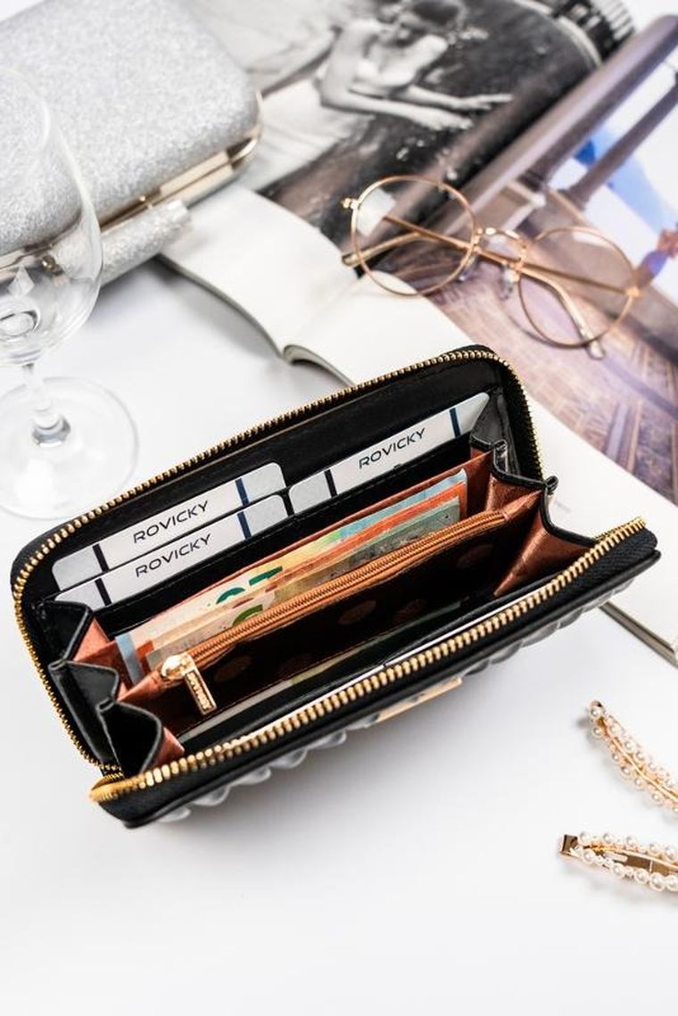 Portfel, czarny, skóra ekologiczna, Rovicky