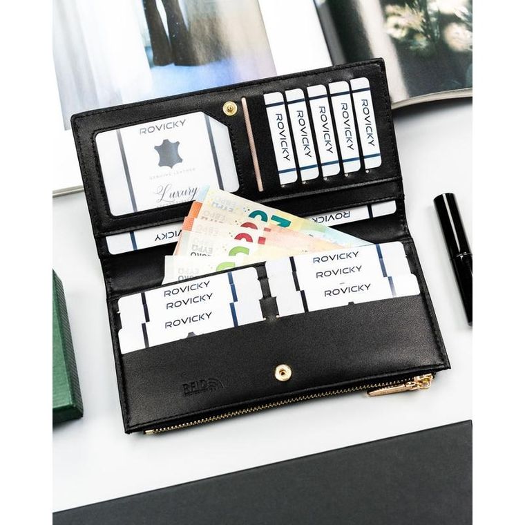 Portfel, czarny, skóra ekologiczna, Rovicky