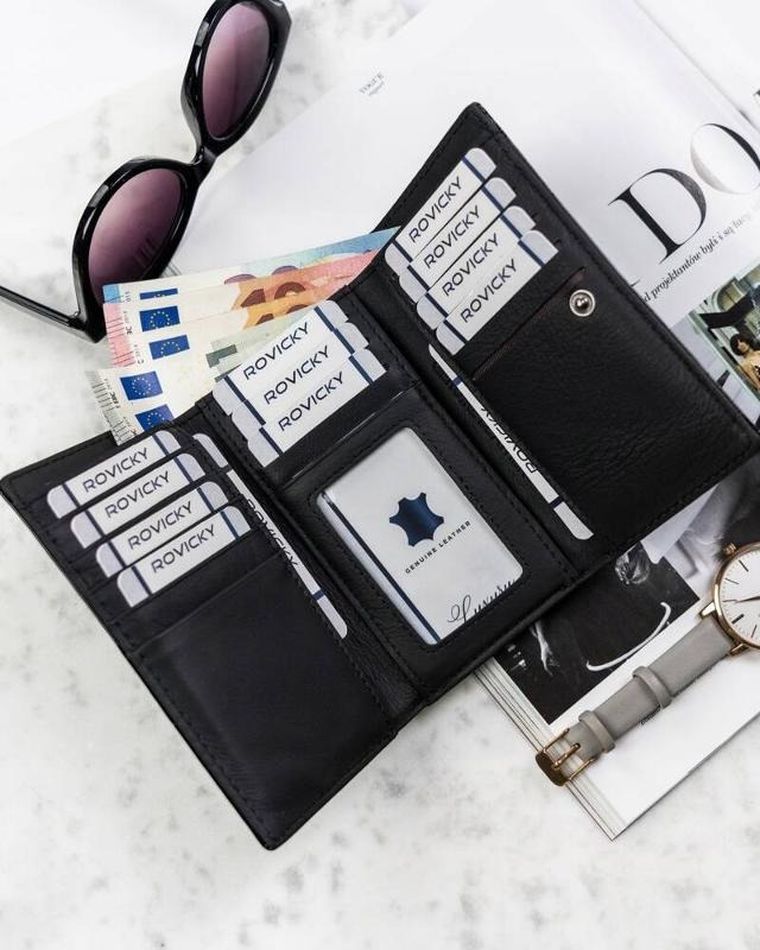 Portfel, czarny, skórzany, 4U Cavaldi