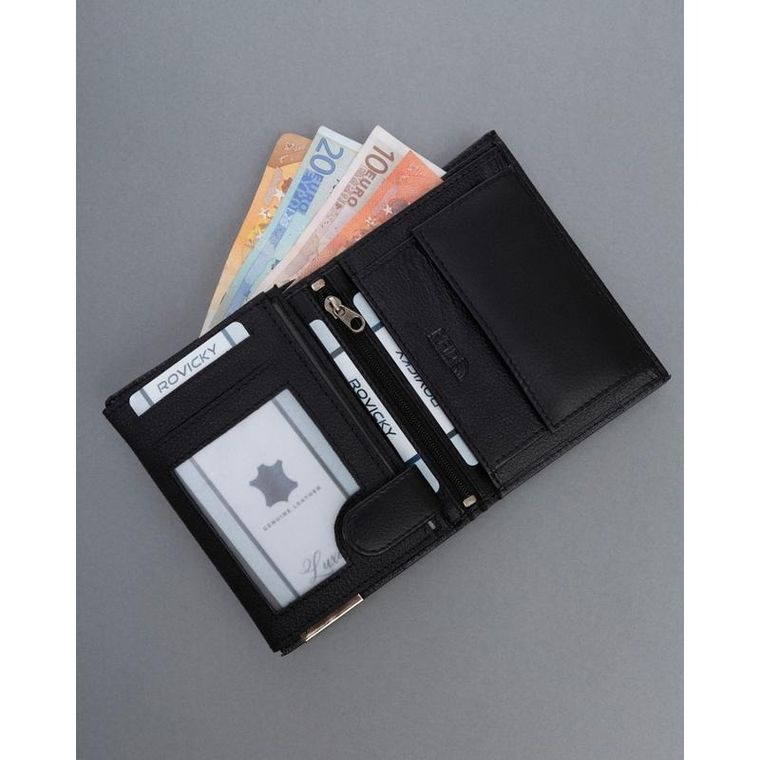 Portfel, czarny, skórzany, 4U Cavaldi