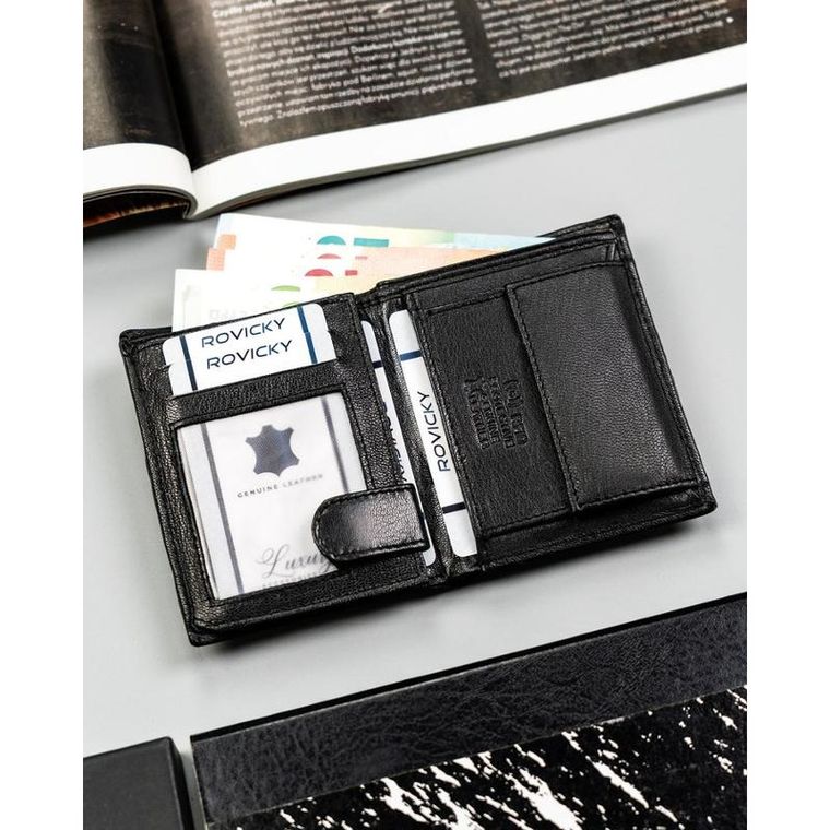 Portfel, czarny, skórzany, 4U Cavaldi