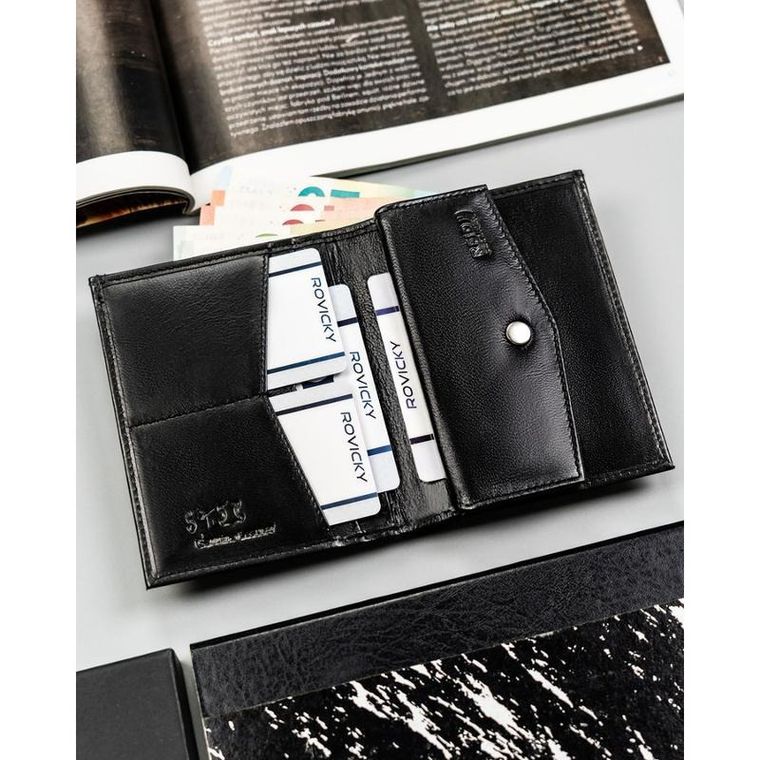 Portfel, czarny, skórzany, 4U Cavaldi