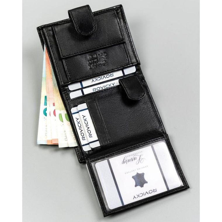 Portfel, czarny, skórzany, 4U Cavaldi