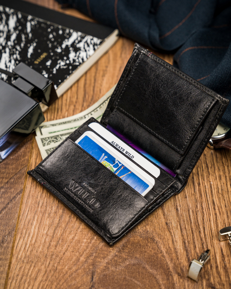 Portfel, czarny, skórzany, Always Wild