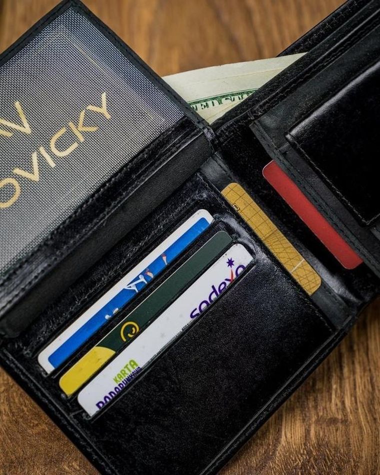 Portfel, czarny, skórzany, Cavaldi