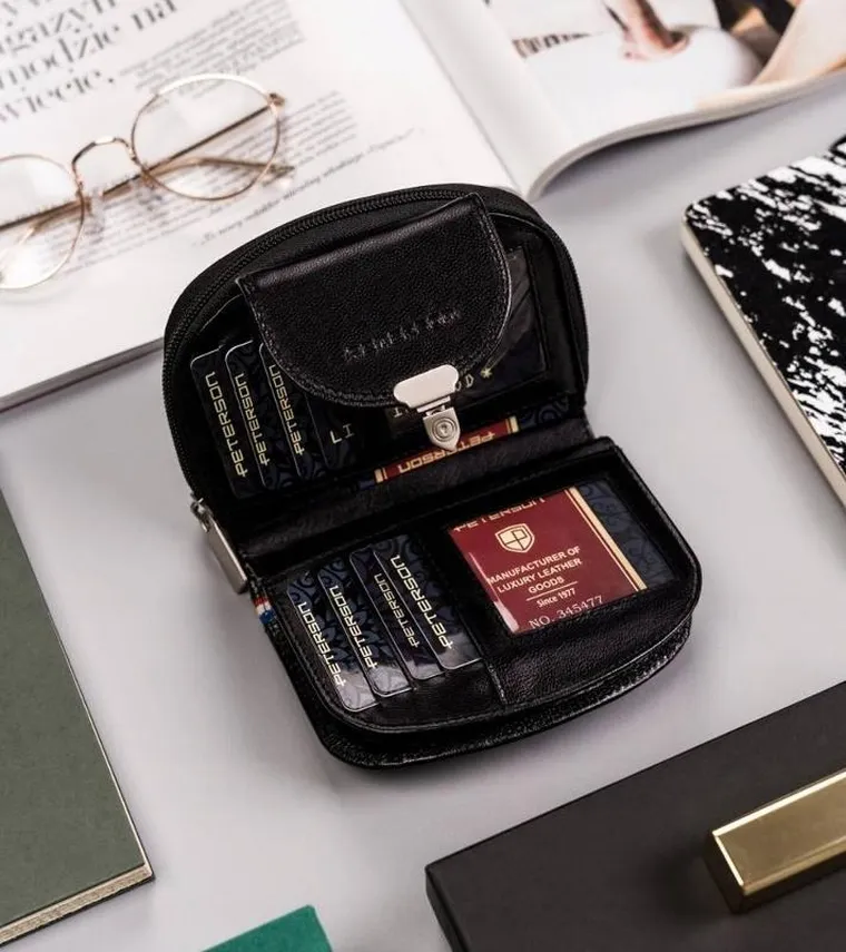 Portfel, czarny, skórzany, Peterson