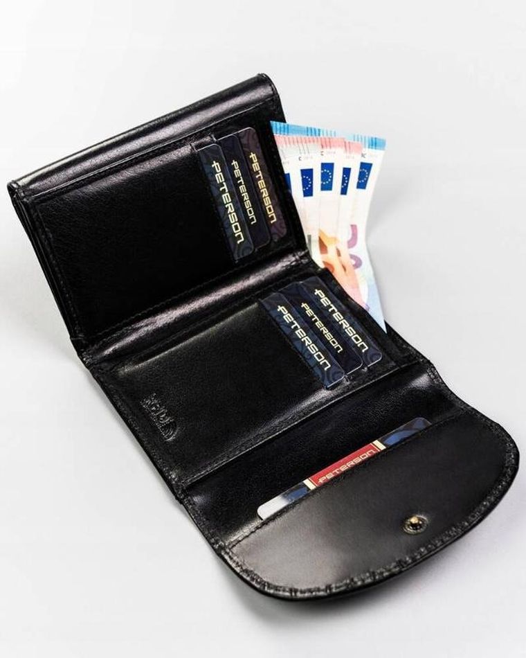 Portfel, czarny, skórzany, Peterson