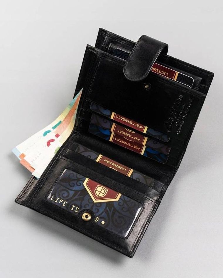 Portfel, czarny, skórzany, Peterson