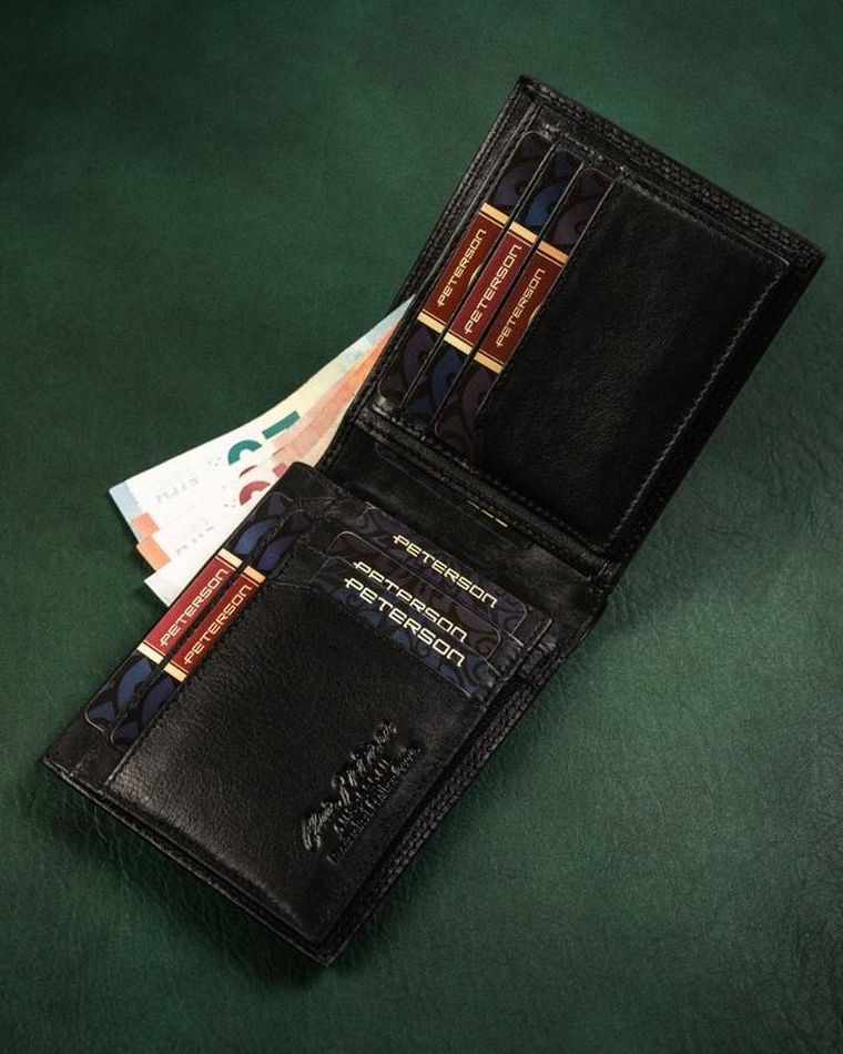 Portfel, czarny, skórzany, Peterson