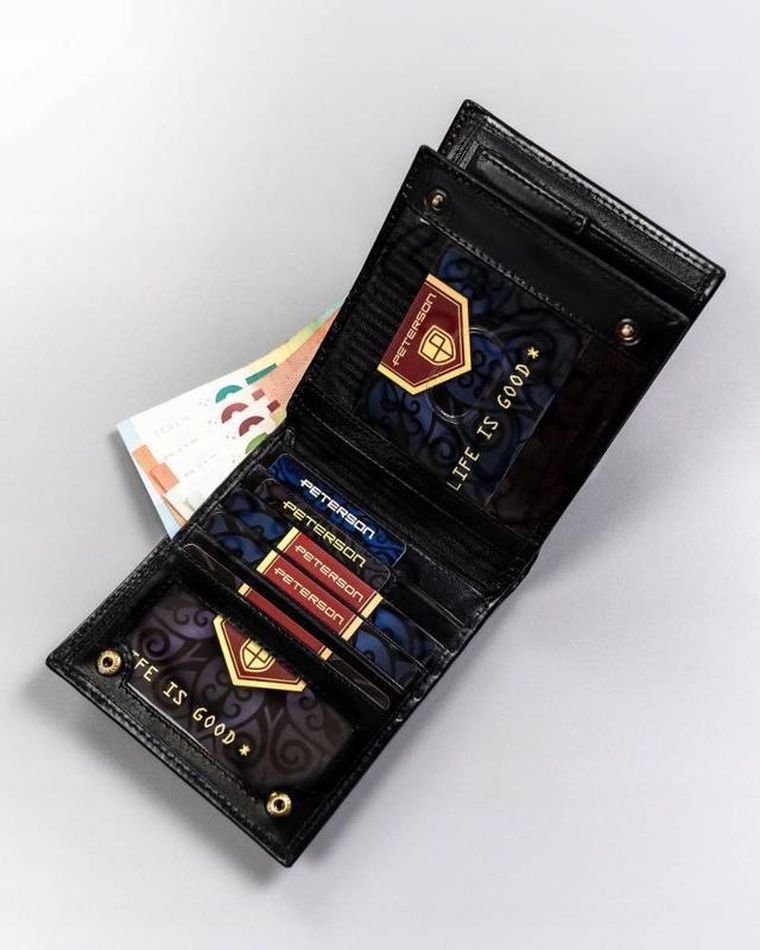 Portfel, czarny, skórzany, Peterson